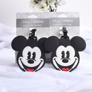 Disney American Tourister Mickey Mouse Luggage ID Tag Set of 2 Black BNWT